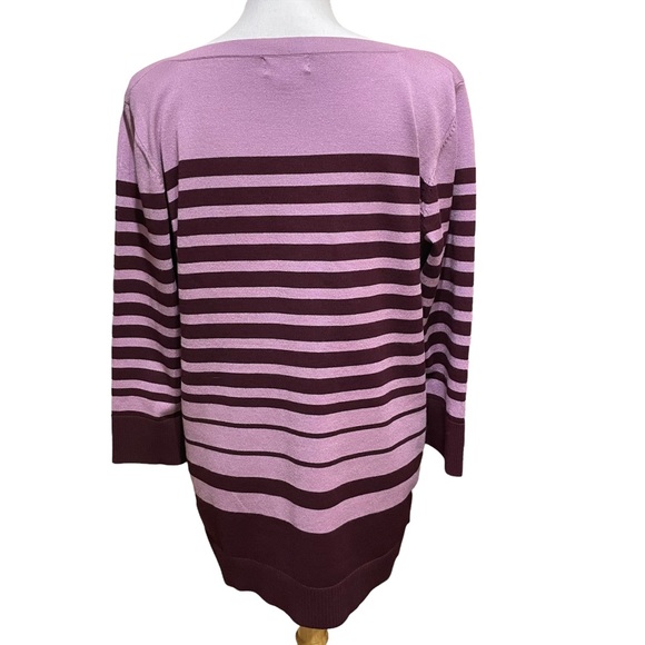 NWOT. Laura Scott Purple Striped Tunic Sweater.  Size 1X - Picture 3 of 9